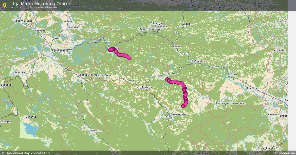 Litija-Mirna-Mokronog-Otočec (R16) – Fernradroute auf Rad-Routen.de