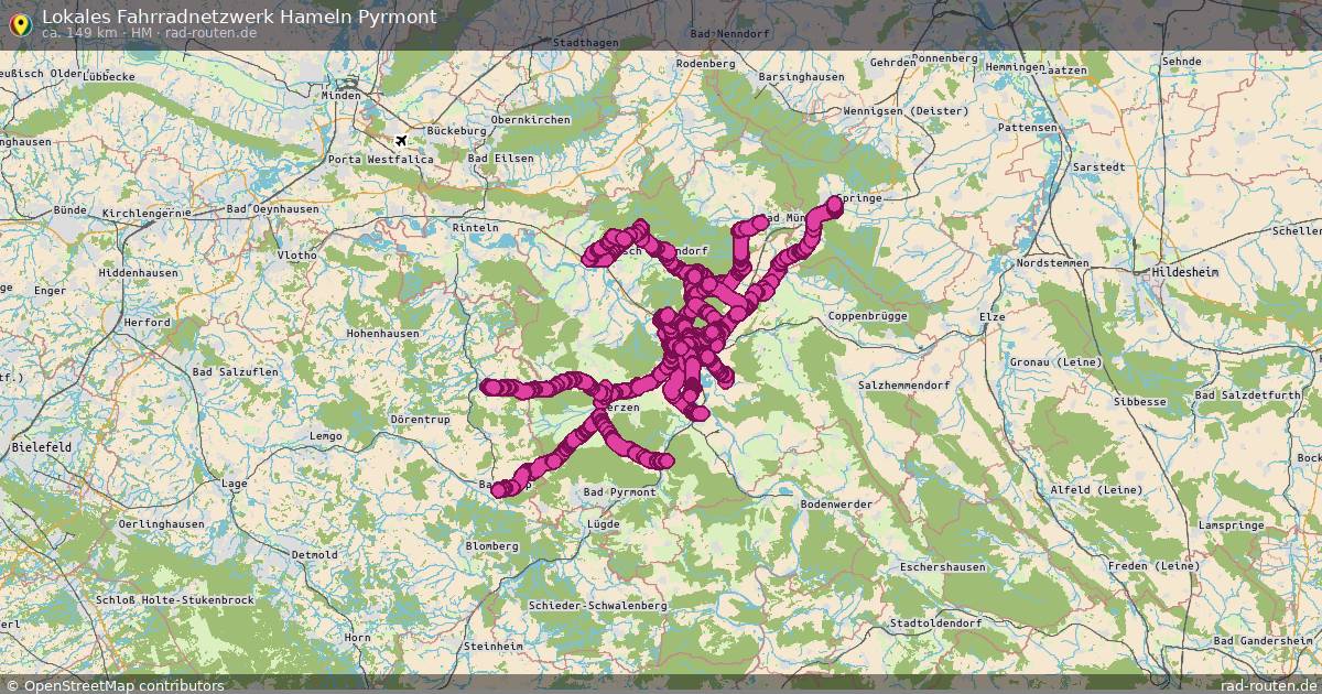 Lokales Fahrradnetzwerk Hameln Pyrmont (HM) – Fernradroute auf Rad-Routen.de