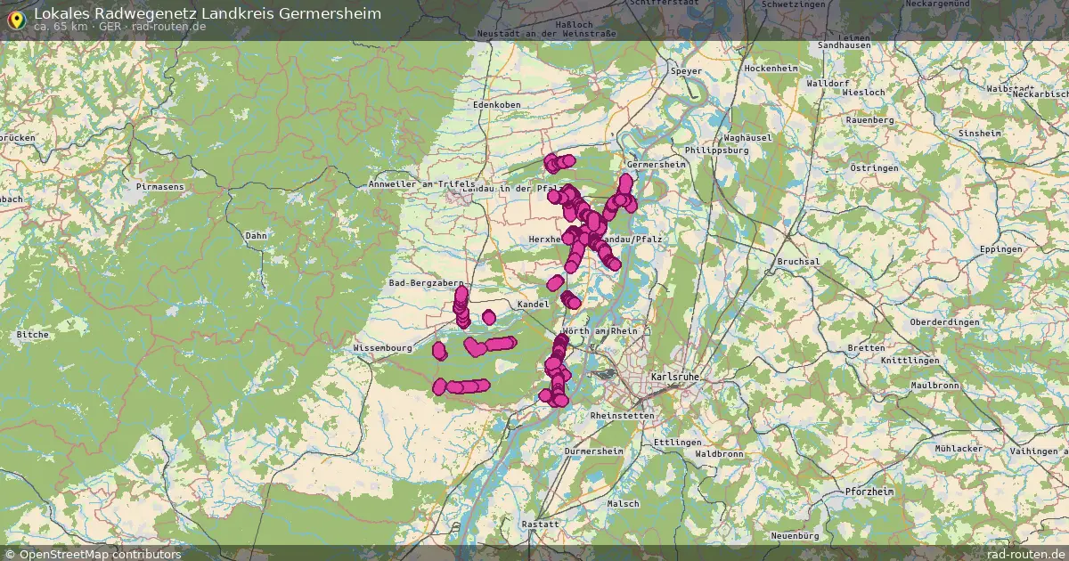 Lokales Radwegenetz Landkreis Germersheim (GER) – Fernradroute auf Rad-Routen.de