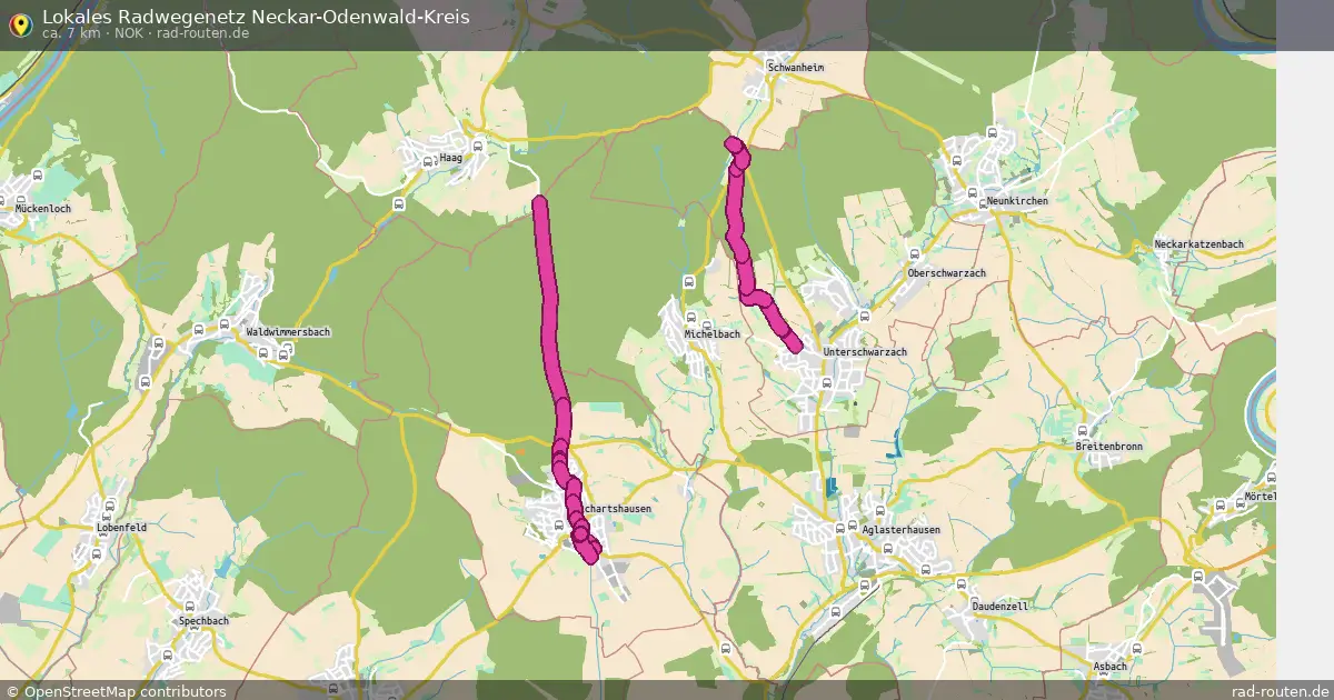 Lokales Radwegenetz Neckar-Odenwald-Kreis (NOK) – Fernradroute auf Rad-Routen.de