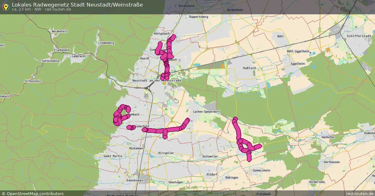 Lokales Radwegenetz Stadt Neustadt/Weinstraße (NW) – Fernradroute auf Rad-Routen.de