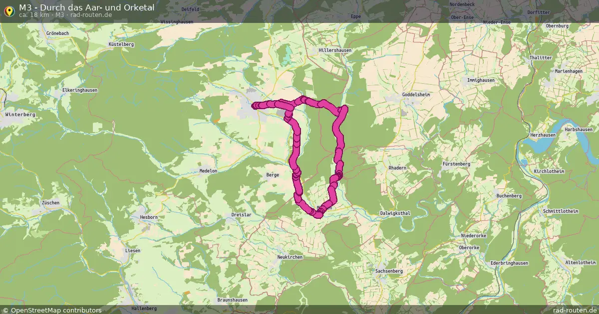 M3 - Durch das Aar- und Orketal (M3) – Fernradroute auf Rad-Routen.de