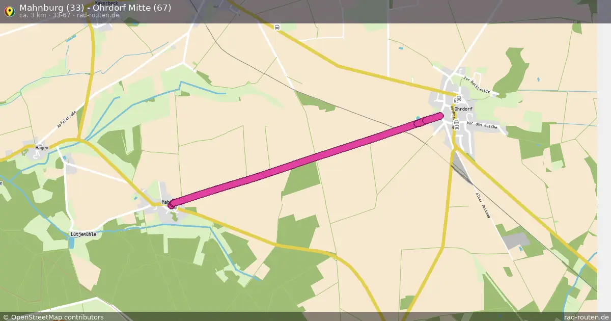 Mahnburg (33) - Ohrdorf Mitte (67) (33-67) – Fernradroute auf Rad-Routen.de
