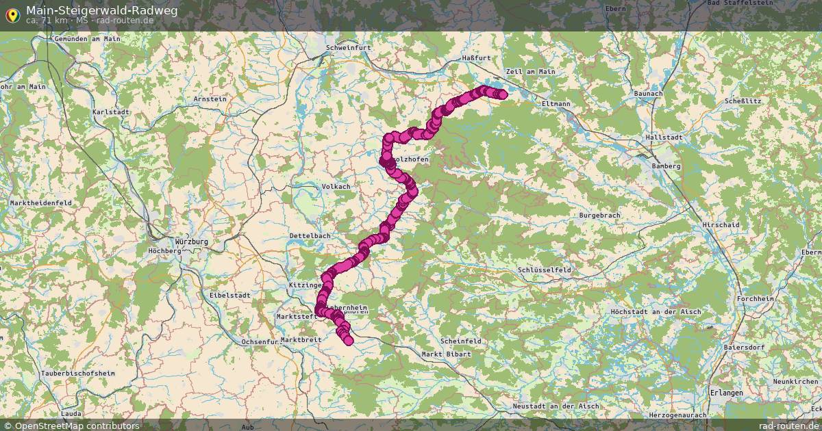 Main-Steigerwald-Radweg (MS) – Fernradroute auf Rad-Routen.de