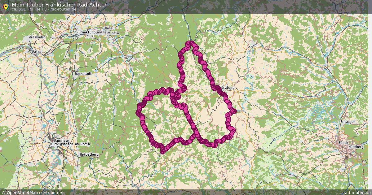 Main-Tauber-Fränkischer Rad-Achter (MTF8) – Fernradroute auf Rad-Routen.de