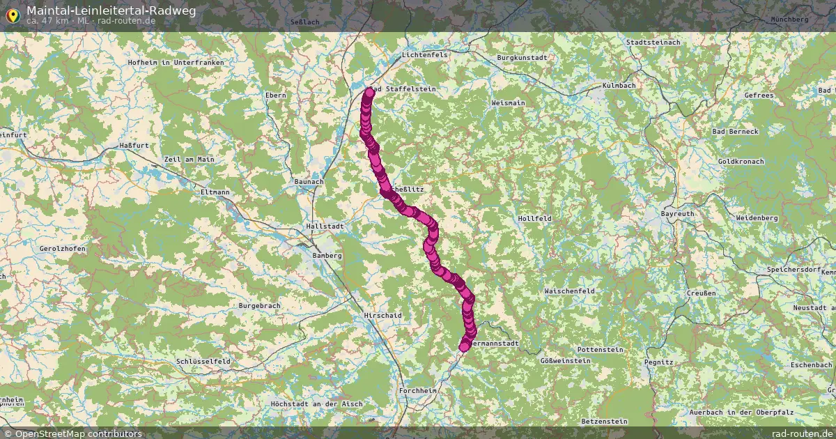 Maintal-Leinleitertal-Radweg (ML) – Fernradroute auf Rad-Routen.de
