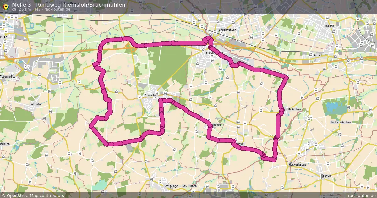Melle 3 - Rundweg Riemsloh/Bruchmühlen (M3) – Fernradroute auf Rad-Routen.de