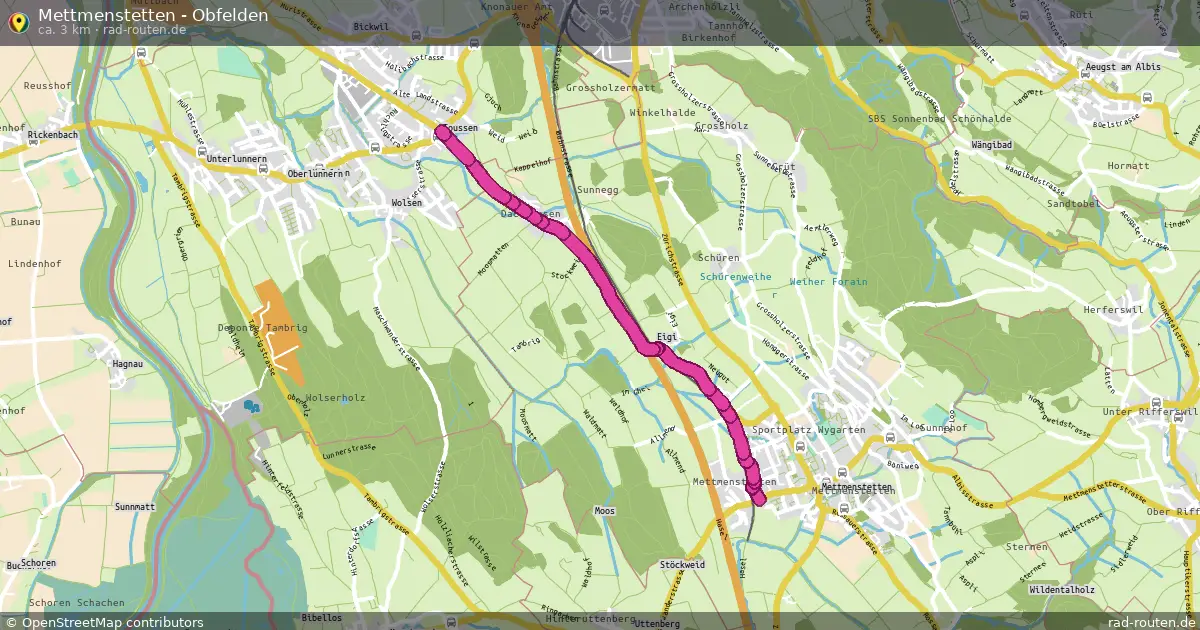 Mettmenstetten - Obfelden – Fernradroute auf Rad-Routen.de