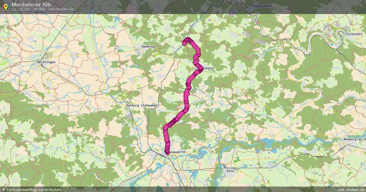Monheimer Alb (MonA) – Fernradroute auf Rad-Routen.de