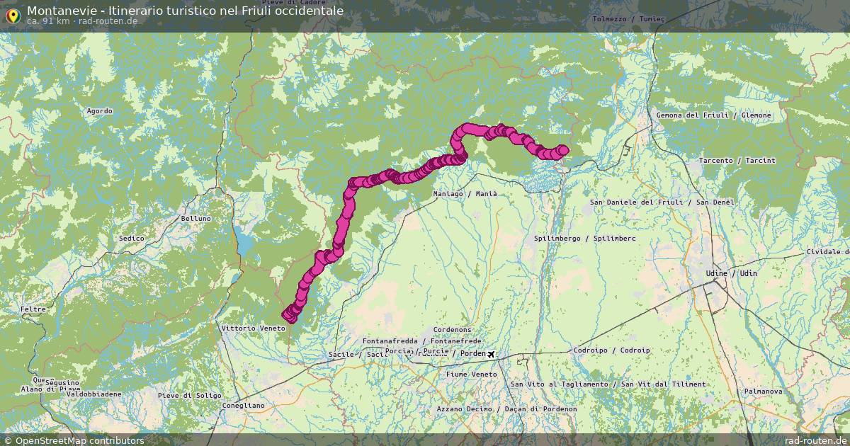 Montanevie - Itinerario turistico nel Friuli occidentale – Fernradroute auf Rad-Routen.de