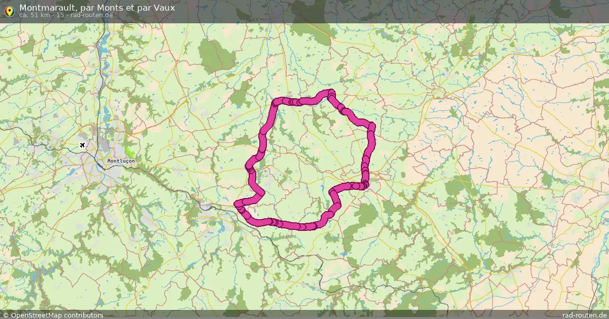 Montmarault, par Monts et par Vaux (15) – Fernradroute auf Rad-Routen.de