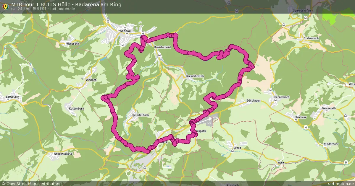 MTB Tour 1 BULLS Hölle - Radarena am Ring (BULLS1) – Fernradroute auf Rad-Routen.de