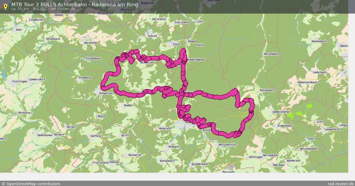 MTB Tour 2 BULLS Achterbahn - Radarena am Ring (BULLS2) – Fernradroute auf Rad-Routen.de