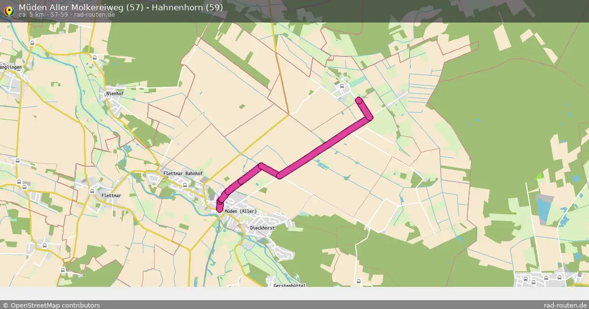 Müden Aller Molkereiweg (57) - Hahnenhorn (59) (57-59) – Fernradroute auf Rad-Routen.de