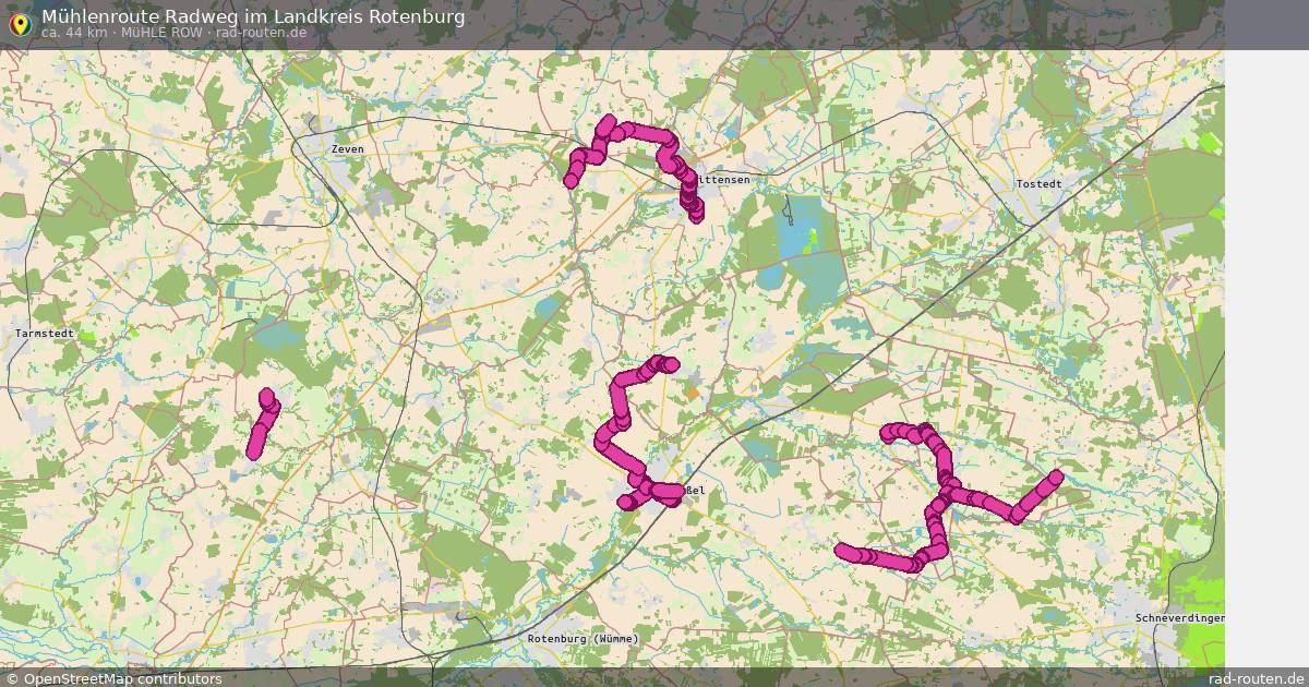 Mühlenroute Radweg im Landkreis Rotenburg (Mühle ROW) – Fernradroute auf Rad-Routen.de