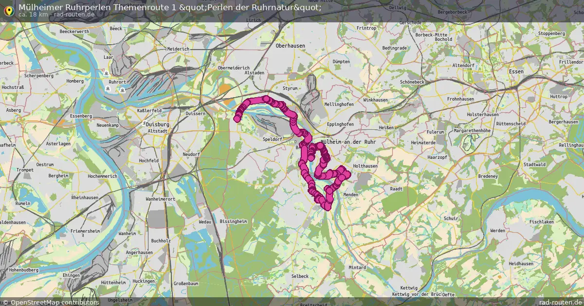 Mülheimer Ruhrperlen Themenroute 1 "Perlen der Ruhrnatur" – Fernradroute auf Rad-Routen.de