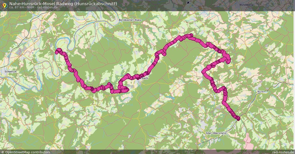 Nahe-Hunsrück-Mosel Radweg (Hunsrückabschnitt) (NHM) – Fernradroute auf Rad-Routen.de