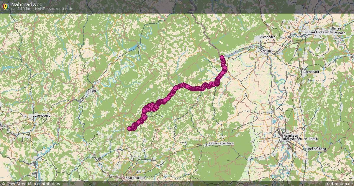 Naheradweg (Nahe) – Fernradroute auf Rad-Routen.de