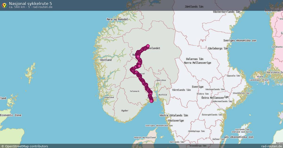 Nasjonal sykkelrute 5 (5) – Fernradroute auf Rad-Routen.de