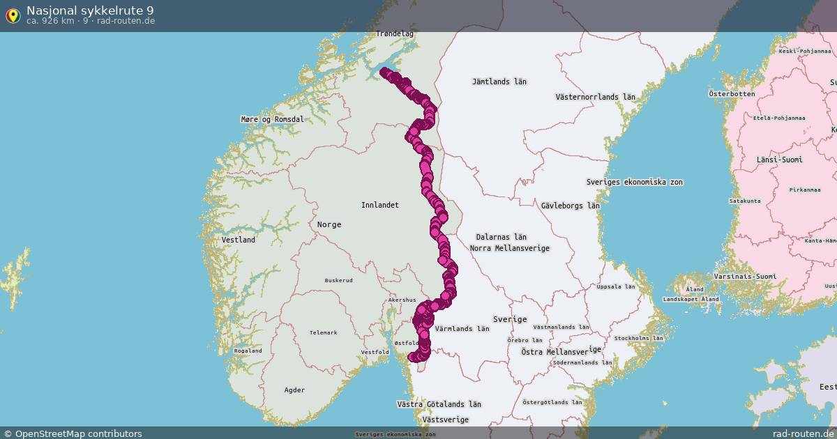 Nasjonal sykkelrute 9 (9) – Fernradroute auf Rad-Routen.de