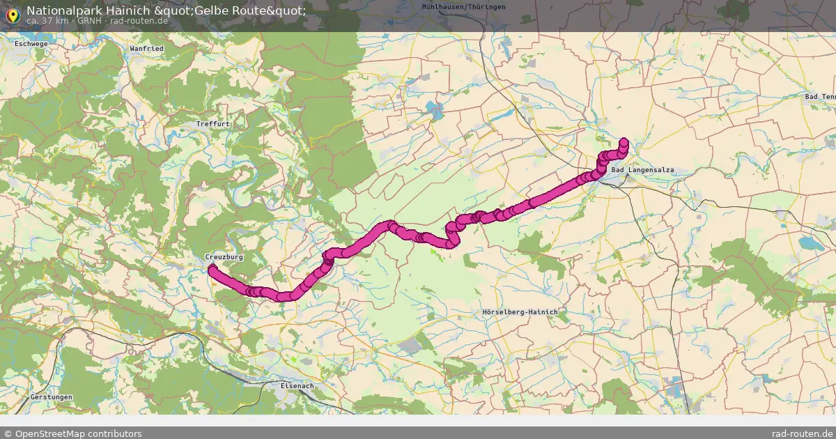 Nationalpark Hainich "Gelbe Route" (GRNH) – Fernradroute auf Rad-Routen.de