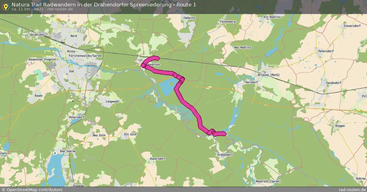 Natura Trail Radwandern in der Drahendorfer Spreeniederung - Route 1 (Nat1) – Fernradroute auf Rad-Routen.de