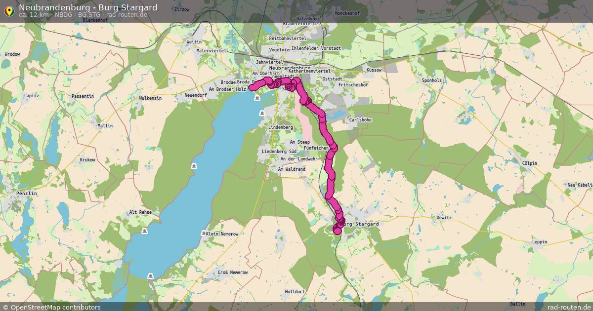 Neubrandenburg - Burg Stargard (Nbdg - Bg.Stg) – Fernradroute auf Rad-Routen.de