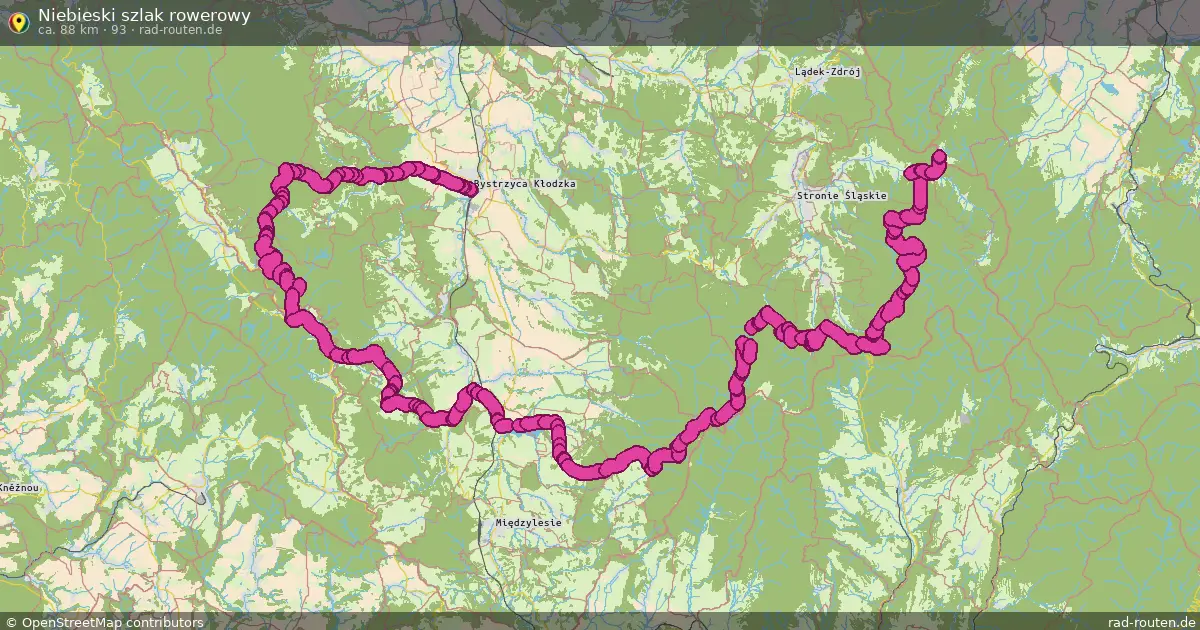 Niebieski szlak rowerowy (93) – Fernradroute auf Rad-Routen.de
