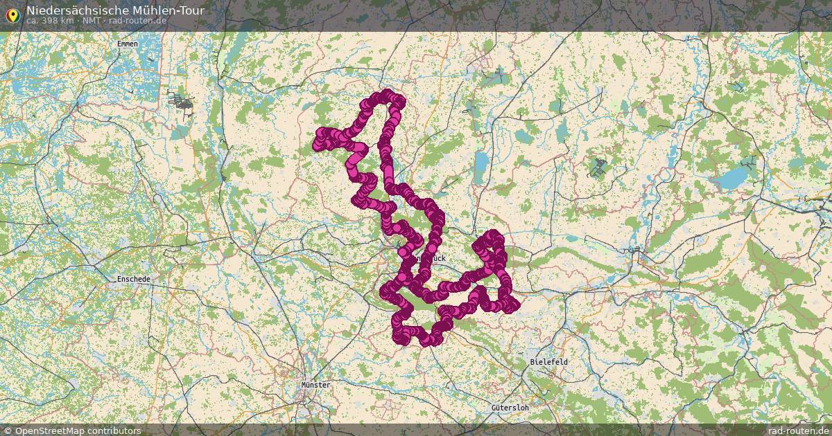 Niedersächsische Mühlen-Tour (NMT) – Fernradroute auf Rad-Routen.de