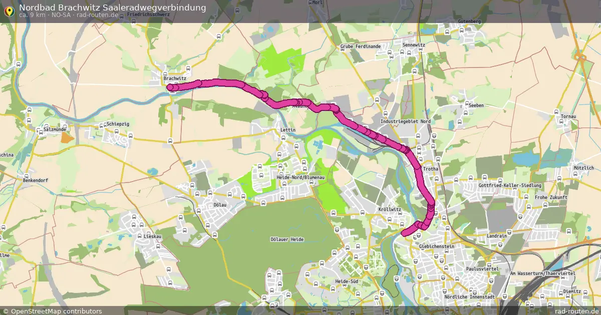 Nordbad Brachwitz Saaleradwegverbindung (No-Sa) – Fernradroute auf Rad-Routen.de