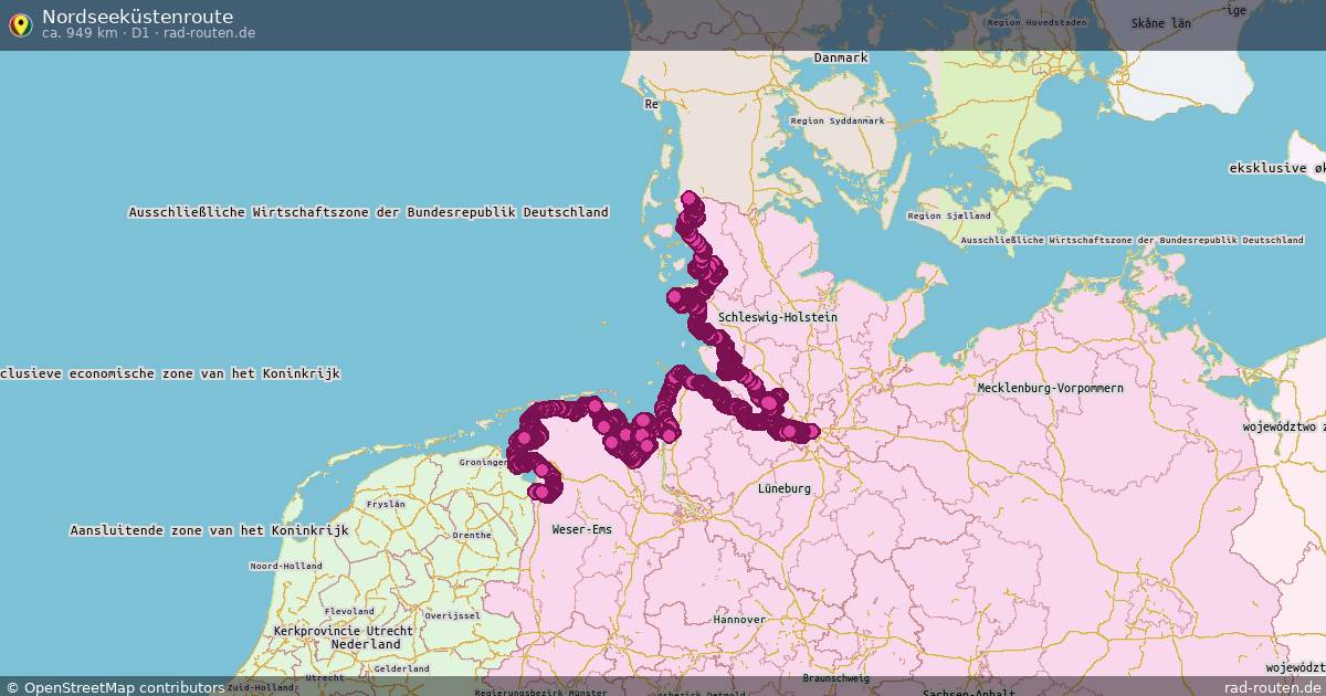 Nordseeküstenroute (D1) – Fernradroute auf Rad-Routen.de