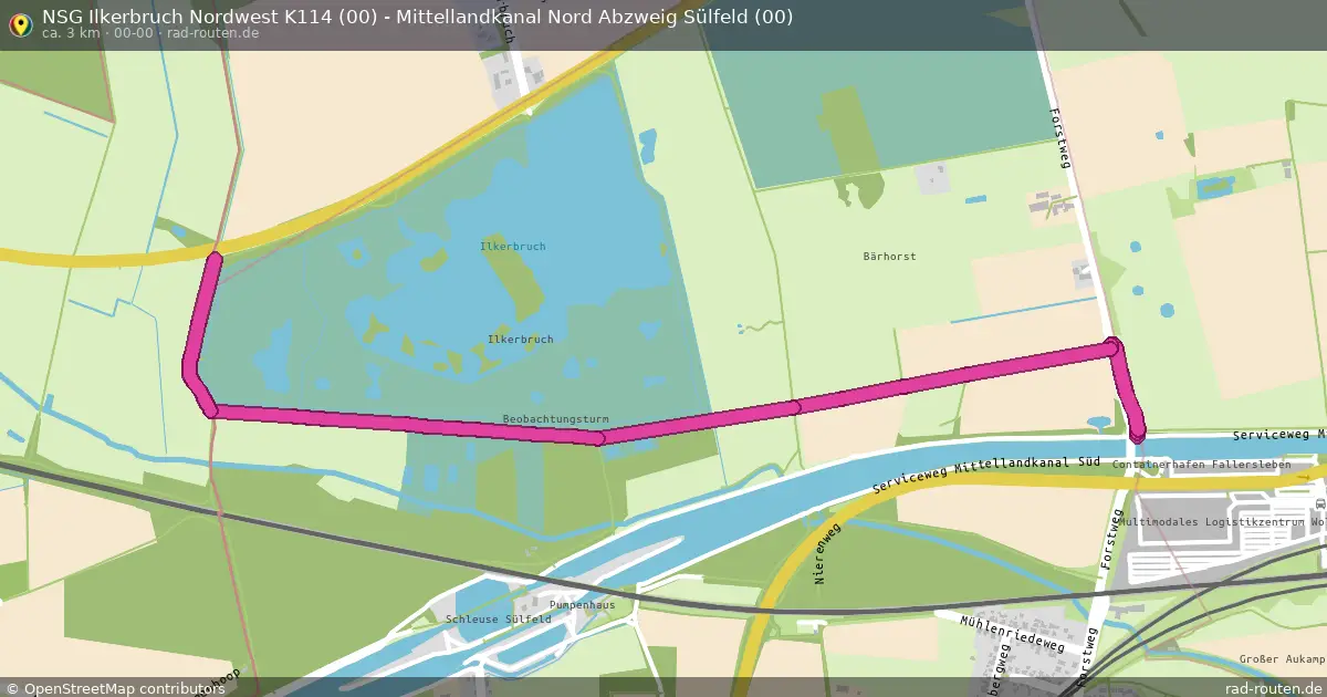 NSG Ilkerbruch Nordwest K114 (00) - Mittellandkanal Nord Abzweig Sülfeld (00) (00-00) – Fernradroute auf Rad-Routen.de