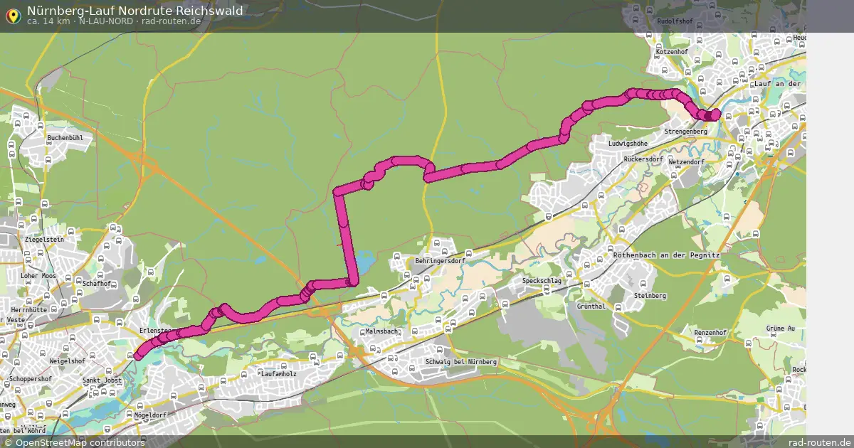 Nürnberg-Lauf Nordrute Reichswald (N-LAU-Nord) – Fernradroute auf Rad-Routen.de