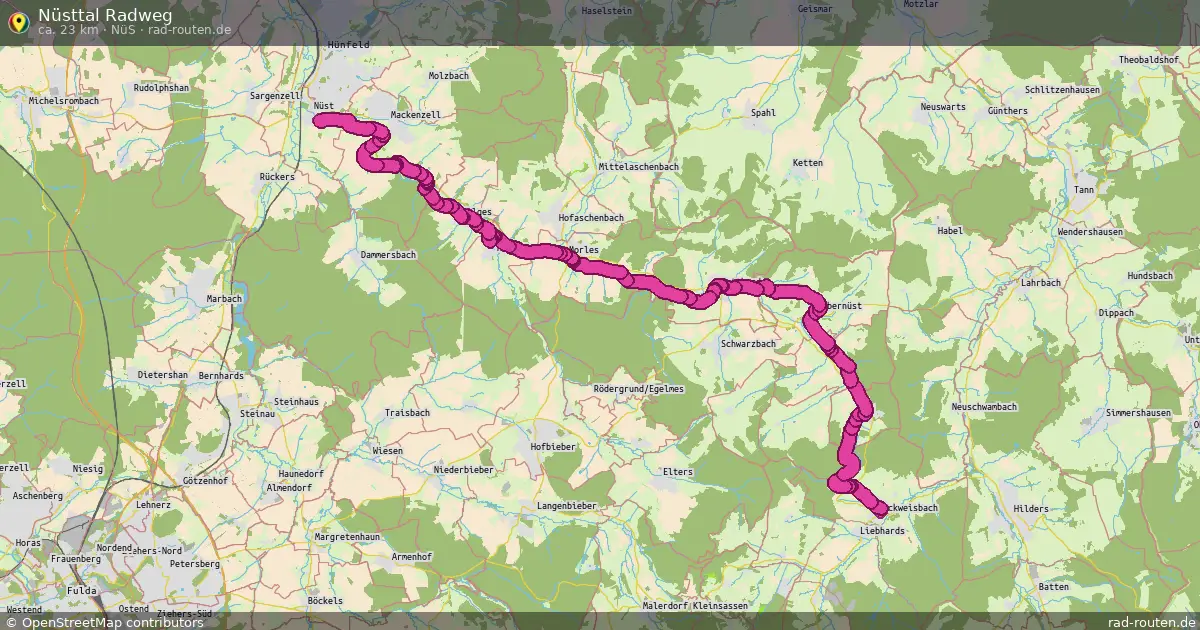 Nüsttal Radweg (Nüs) – Fernradroute auf Rad-Routen.de