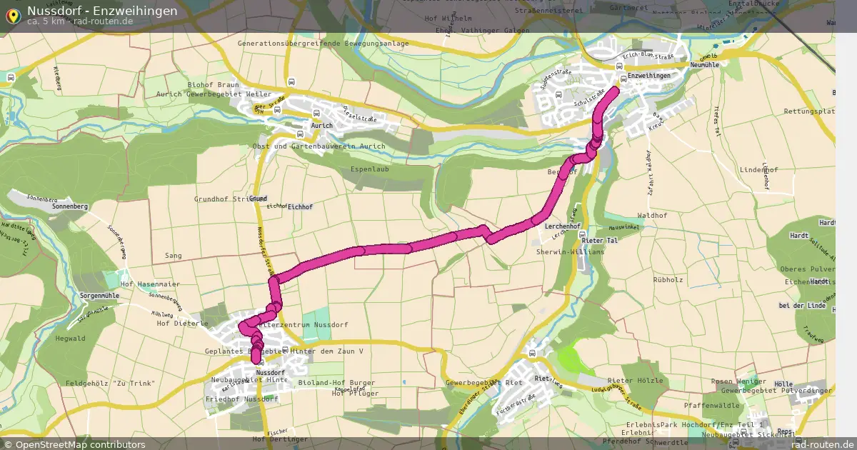 Nussdorf - Enzweihingen – Fernradroute auf Rad-Routen.de