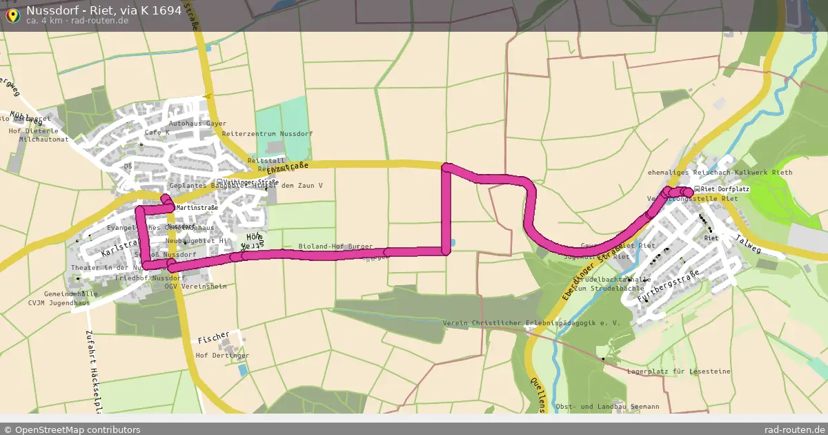 Nussdorf - Riet, via K 1694 – Fernradroute auf Rad-Routen.de
