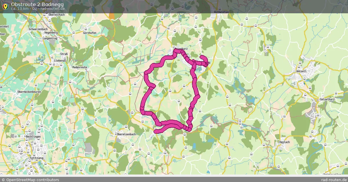 Obstroute 2 Bodnegg (O2) – Fernradroute auf Rad-Routen.de
