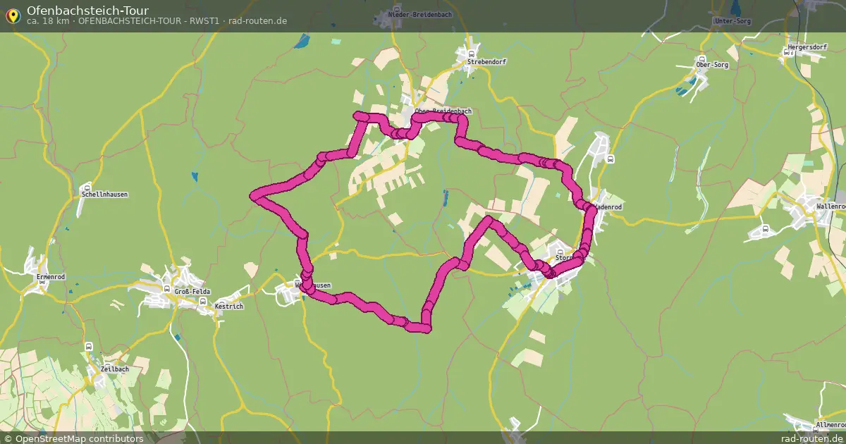 Ofenbachsteich-Tour (Ofenbachsteich-Tour - RWSt1) – Fernradroute auf Rad-Routen.de