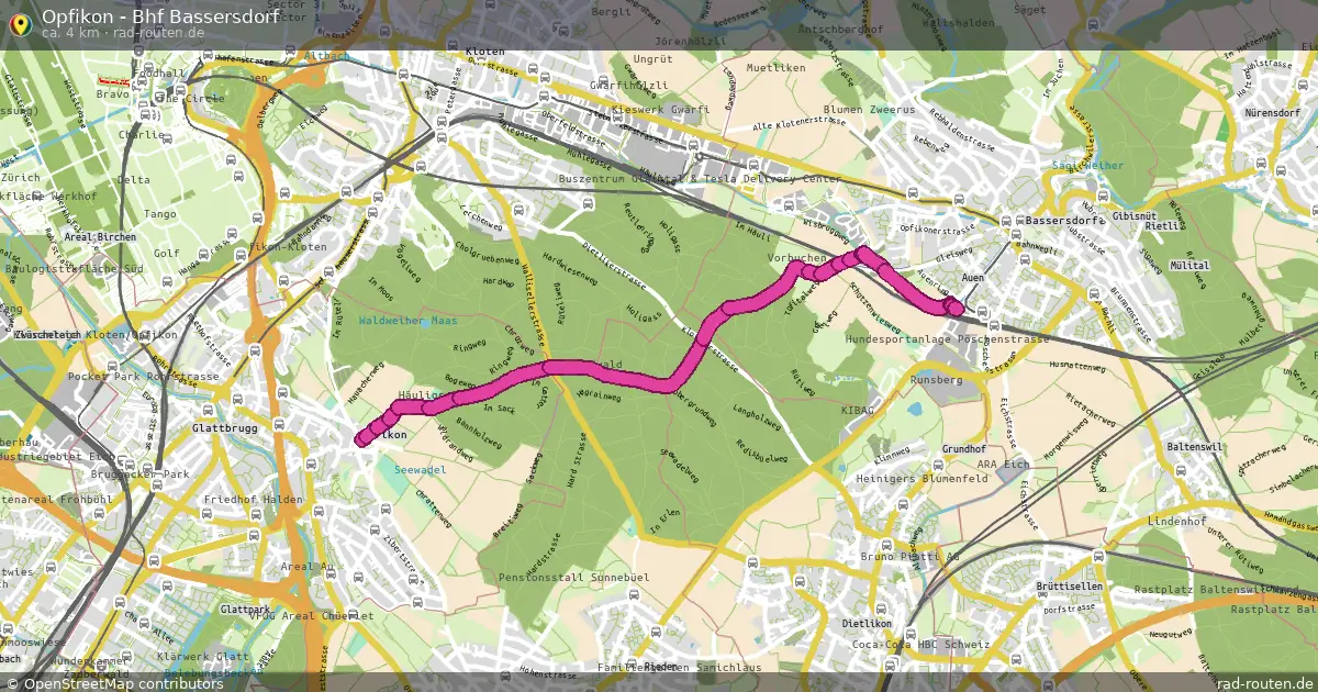 Opfikon - Bhf Bassersdorf – Fernradroute auf Rad-Routen.de