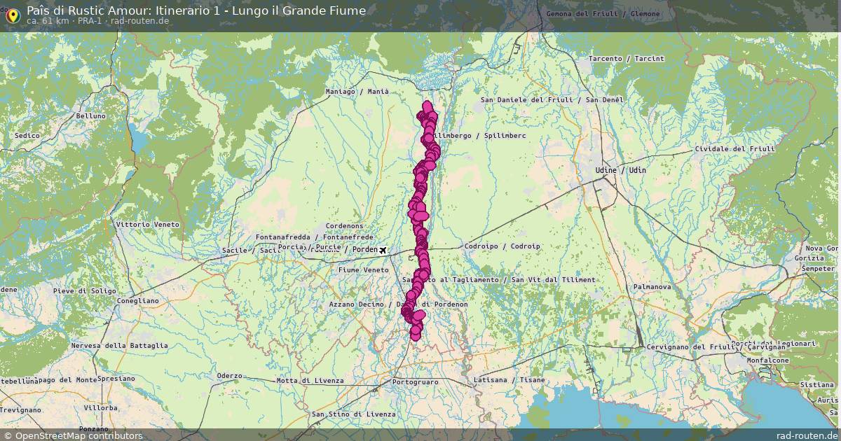 Paîs di Rustic Amour: Itinerario 1 - Lungo il Grande Fiume (PRA-1) – Fernradroute auf Rad-Routen.de