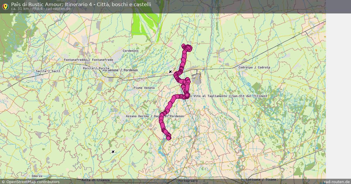 Paîs di Rustic Amour: Itinerario 4 - Città, boschi e castelli (PRA-4) – Fernradroute auf Rad-Routen.de
