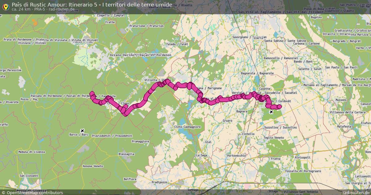 Paîs di Rustic Amour: Itinerario 5 - I territori delle terre umide (PRA-5) – Fernradroute auf Rad-Routen.de