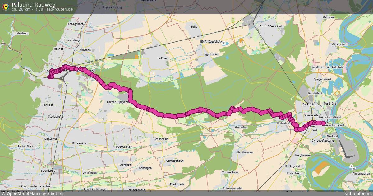 Palatina-Radweg (R 58) – Fernradroute auf Rad-Routen.de
