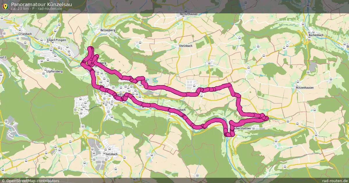 Panoramatour Künzelsau (P) – Fernradroute auf Rad-Routen.de