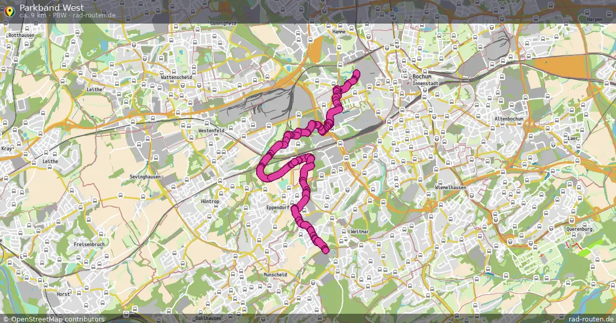 Parkband West (PBW) – Fernradroute auf Rad-Routen.de