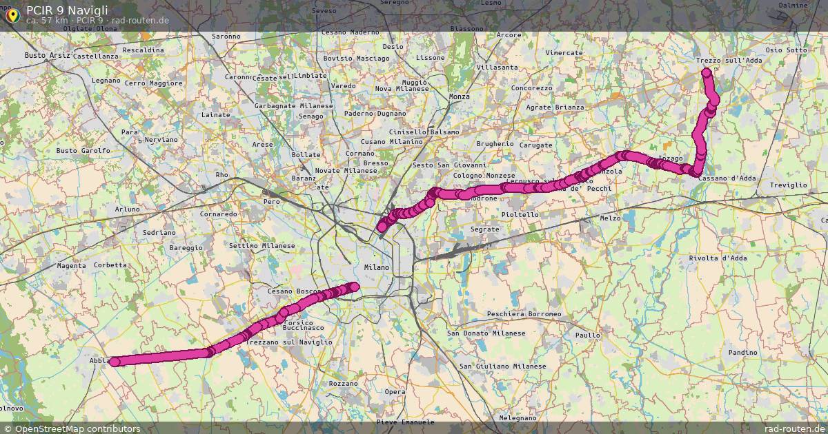 PCIR 9 Navigli (PCIR 9) – Fernradroute auf Rad-Routen.de