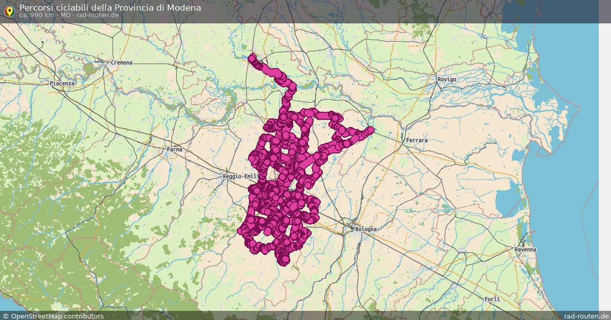 Percorsi ciclabili della Provincia di Modena (MO) – Fernradroute auf Rad-Routen.de
