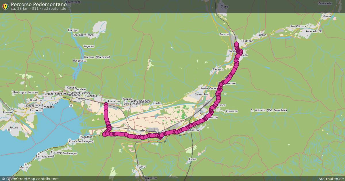 Percorso Pedemontano (311) – Fernradroute auf Rad-Routen.de