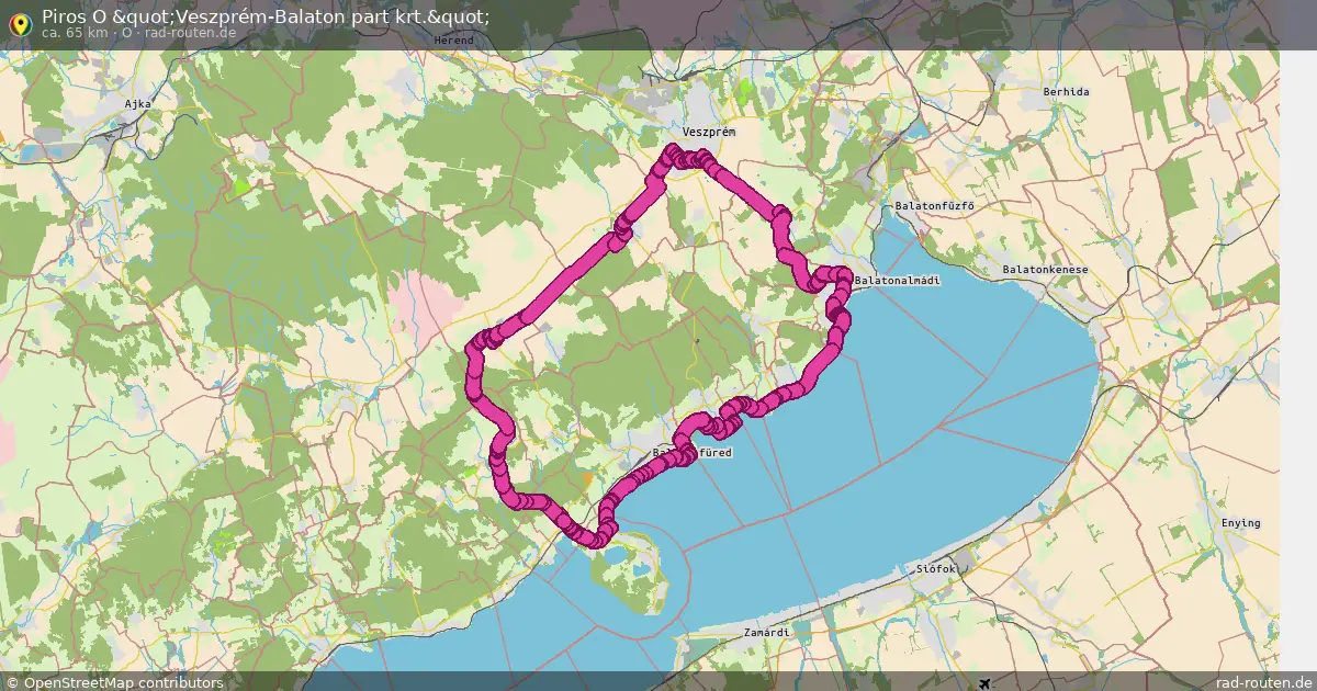 Piros O "Veszprém-Balaton part krt." (O) – Fernradroute auf Rad-Routen.de