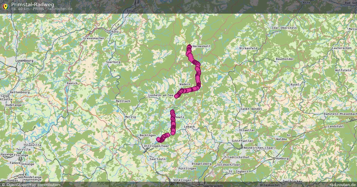 Primstal-Radweg (Prims) – Fernradroute auf Rad-Routen.de